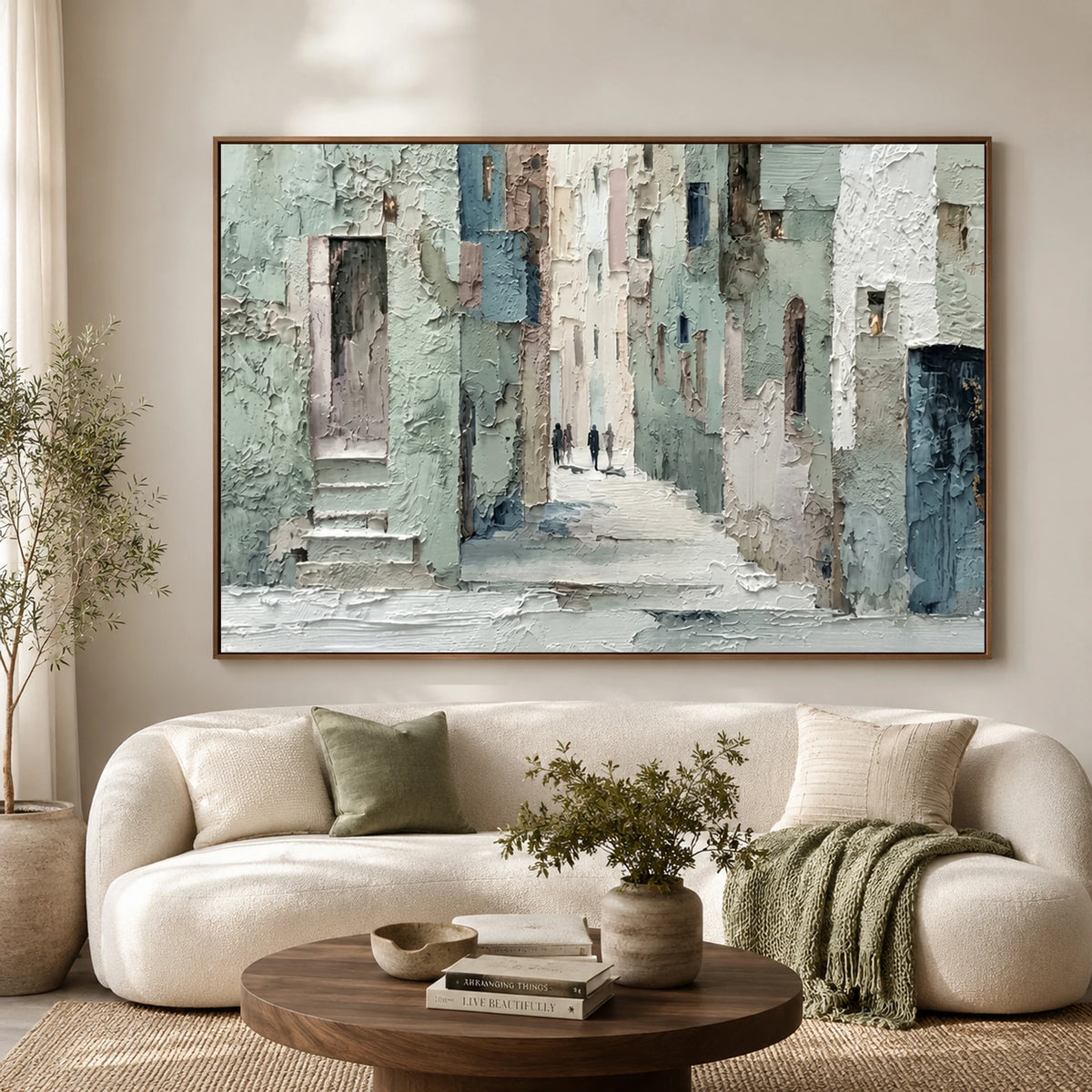 Stonewashed Stillness - living room - textured impasto artwork