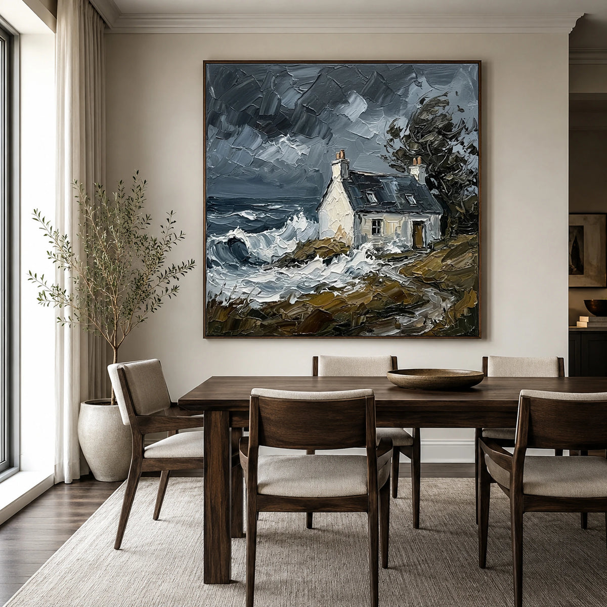 Stormbound Sanctuary - dining room - textured impasto artwork