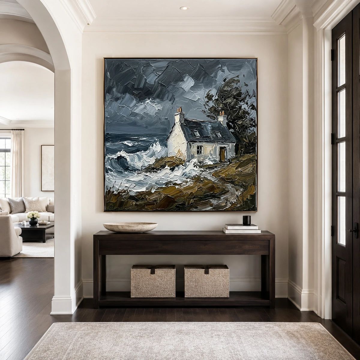 Stormbound Sanctuary - entryway - textured impasto artwork