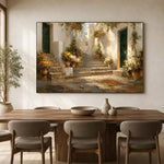 Sunlit Garden Steps - dining room - textured impasto artwork