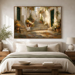 Sunlit Garden Steps - bedroom - textured impasto artwork