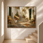 Sunlit Garden Steps - entryway - textured impasto artwork