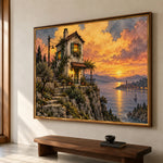 Sunset Overlook - oblique side view - textured impasto artwork