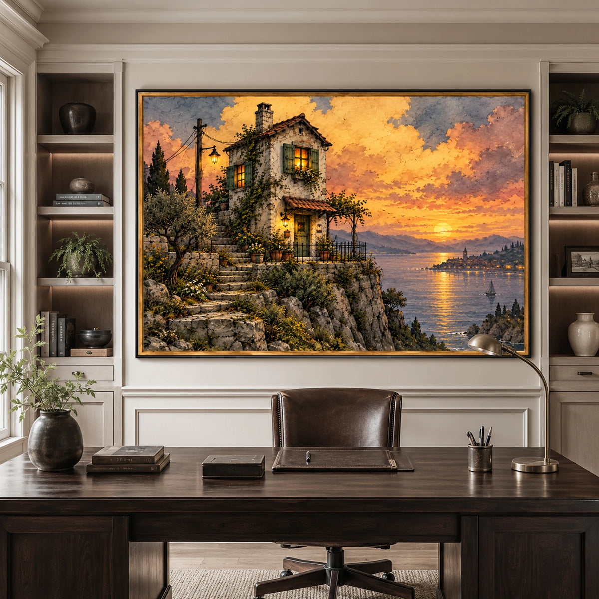 Sunset Overlook - home office - textured impasto artwork
