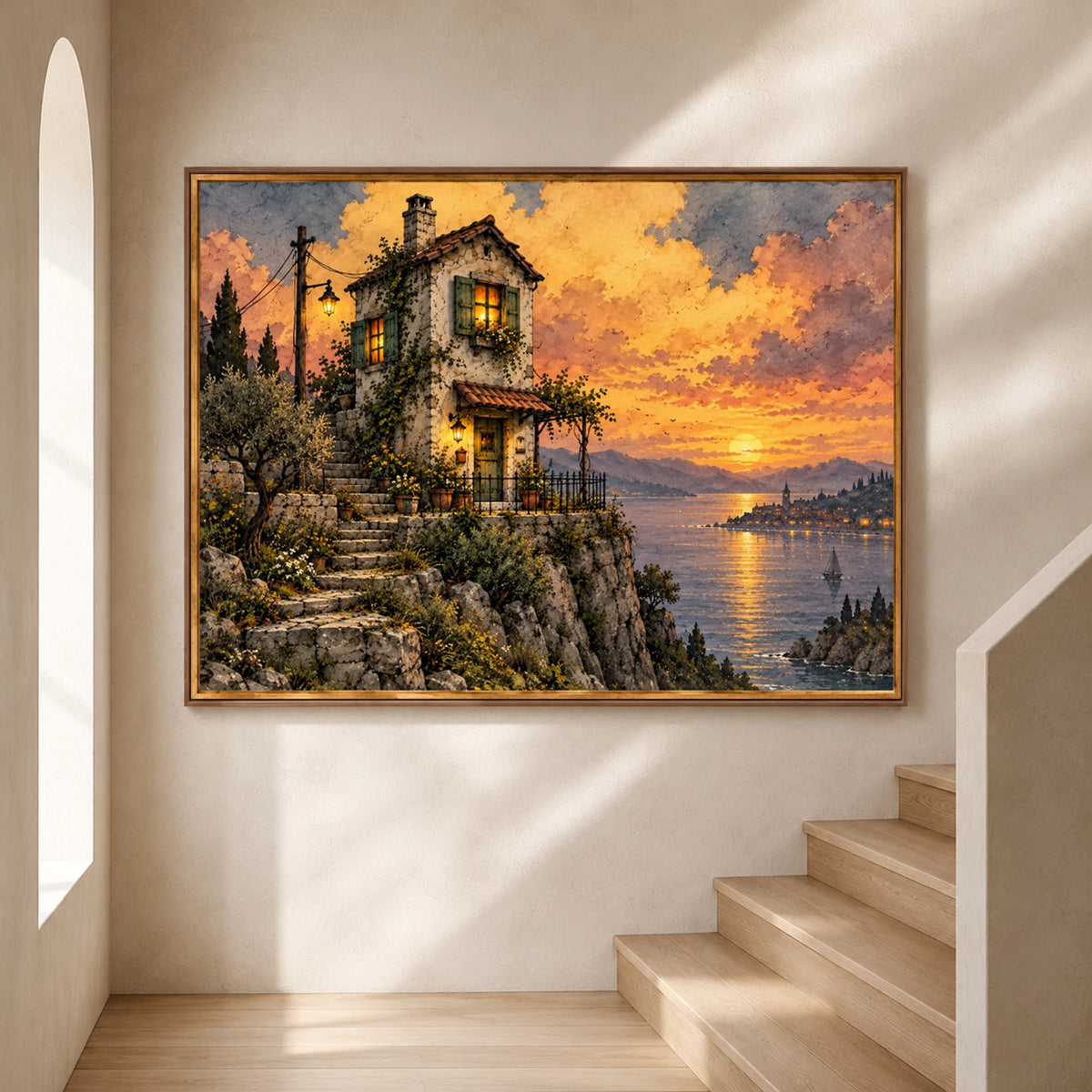 Sunset Overlook - entryway - textured impasto artwork