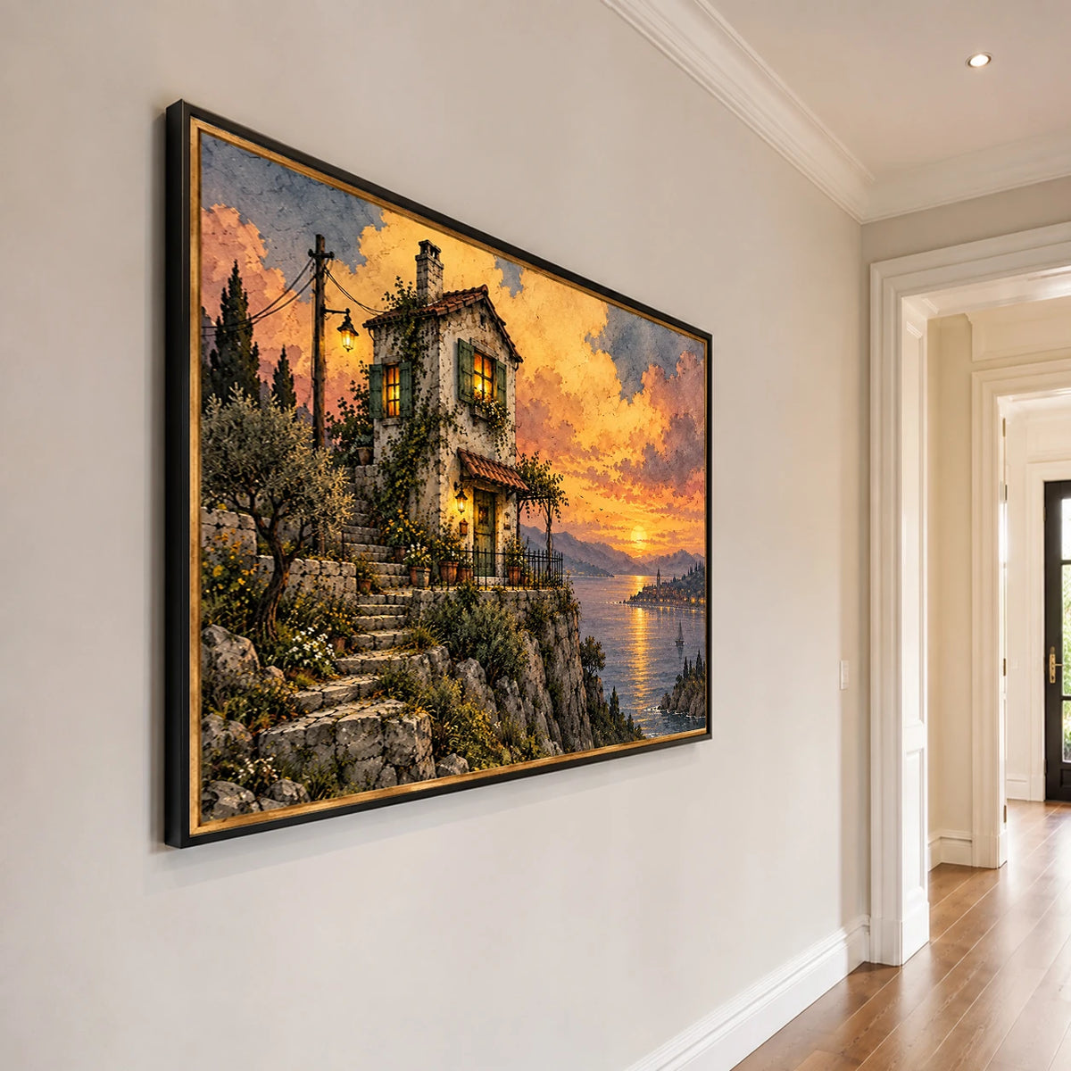 Sunset Overlook - opposite side view - textured impasto artwork
