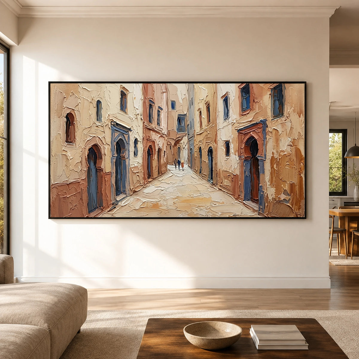 Terracotta Passage - living room hero - textured impasto artwork