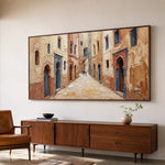 Terracotta Passage - oblique side view - textured impasto artwork