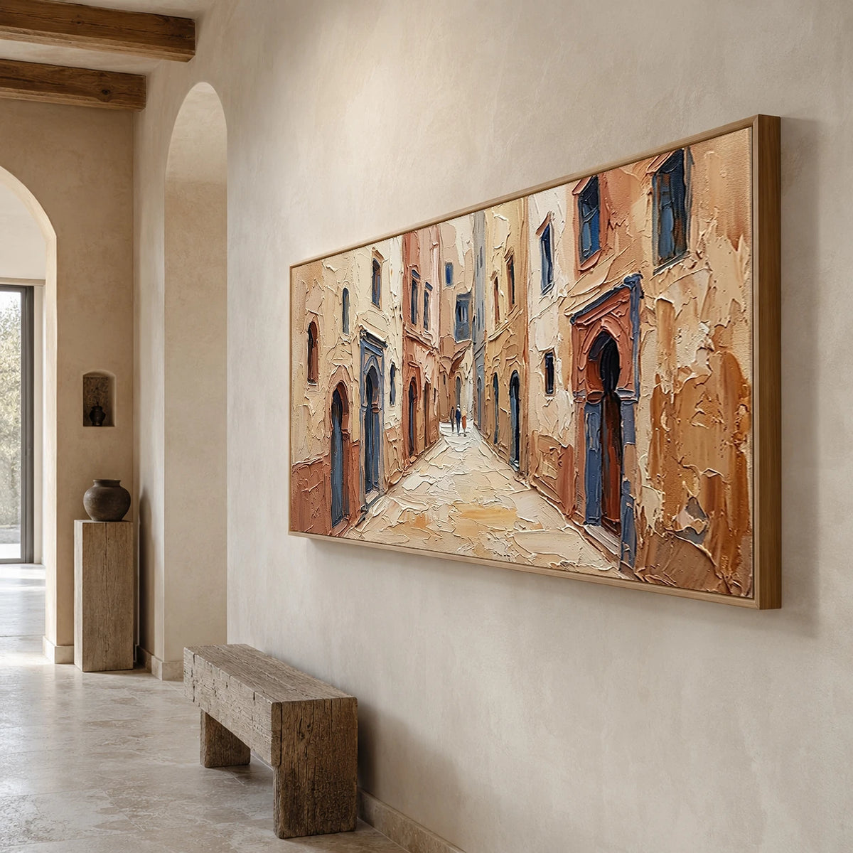 Terracotta Passage - opposite side view - textured impasto artwork
