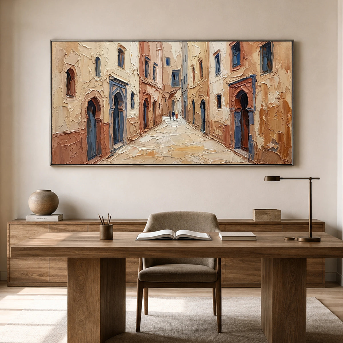 Terracotta Passage - home office - textured impasto artwork