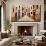 Terracotta Passage - fireplace lounge - textured impasto artwork