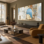 Beyond the Arch - oblique living room - textured & impasto art painting