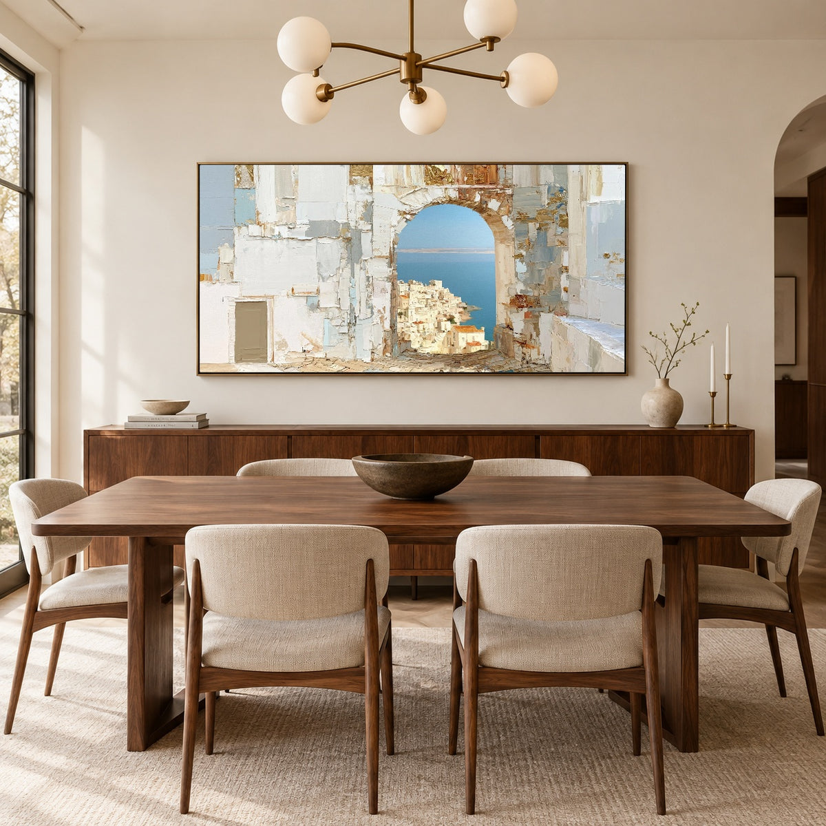 Beyond the Arch - dining room - textured & impasto art painting