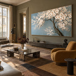 Blossom Reverie - oblique living room - textured & impasto art painting