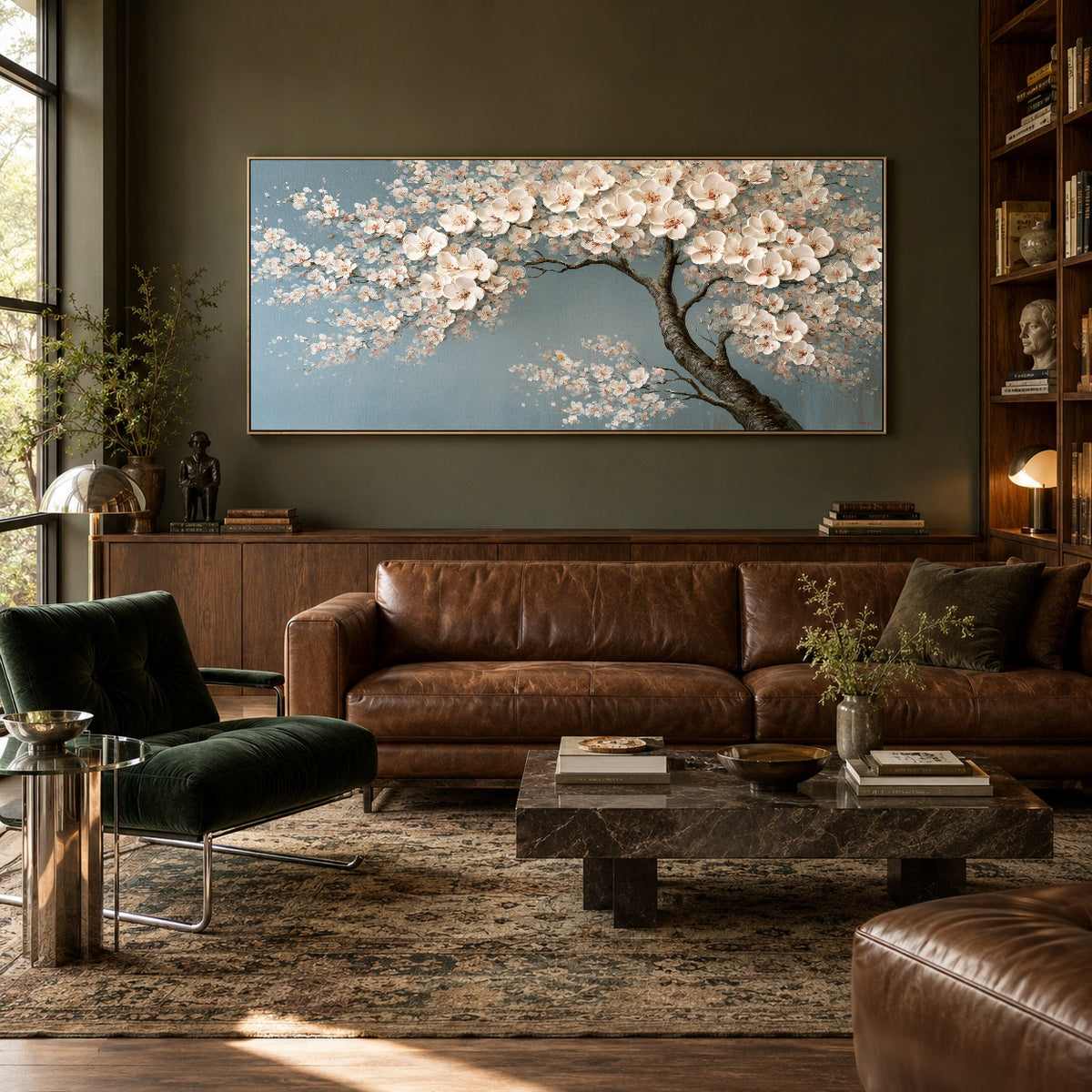 Blossom Reverie - library lounge - textured & impasto art painting