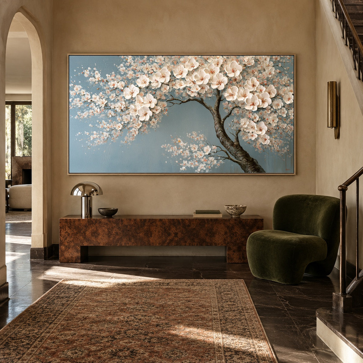 Blossom Reverie - reading corner - textured & impasto art painting