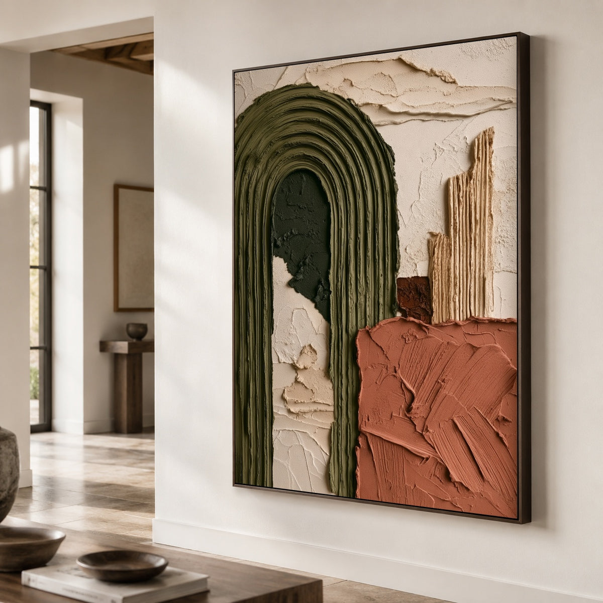 Earthbound Arch - oblique close view - textured & impasto art painting
