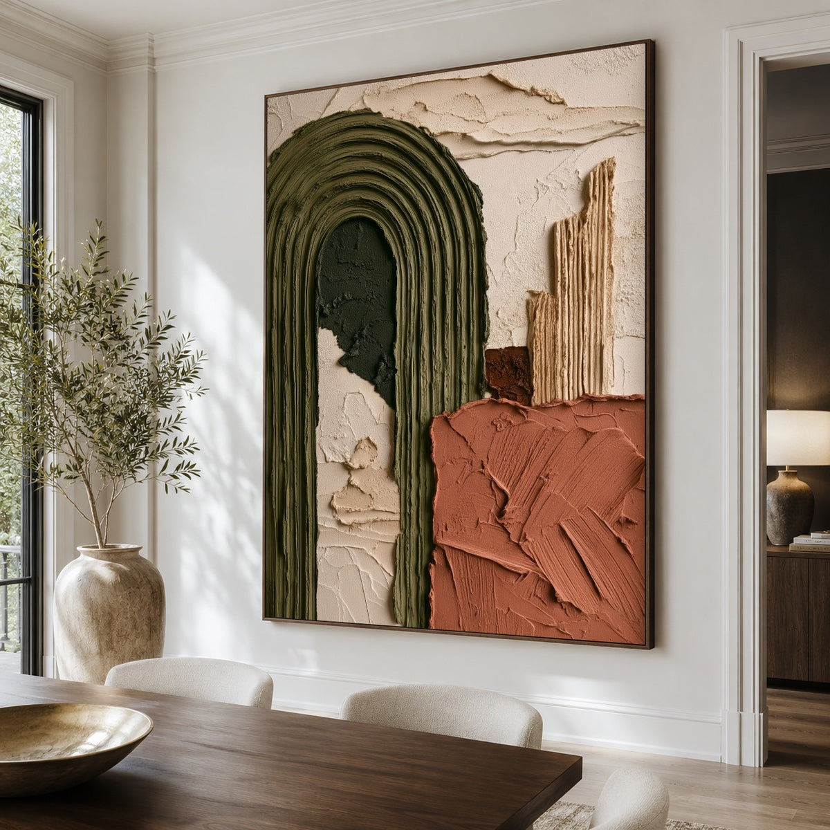 Earthbound Arch - dining room close - textured & impasto art painting