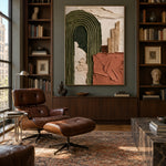 Earthbound Arch - library lounge - textured & impasto art painting