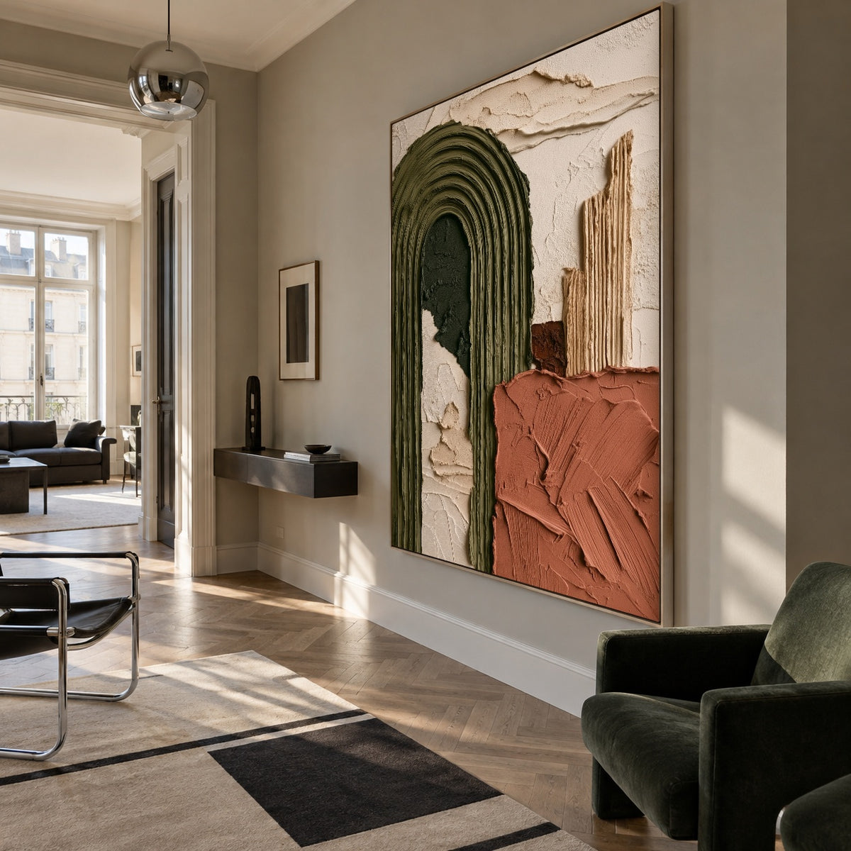 Earthbound Arch - modern living room - textured & impasto art painting