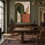 Earthbound Arch - wood dining room - textured & impasto art painting