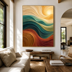 Golden Tides - living room hero - textured & impasto art painting