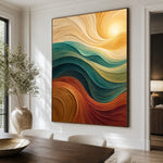 Golden Tides - dining room close - textured & impasto art painting