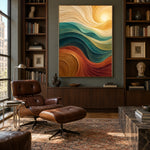 Golden Tides - library lounge - textured & impasto art painting