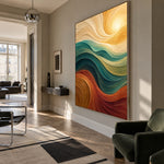Golden Tides - modern living room - textured & impasto art painting