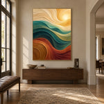 Golden Tides - entryway - textured & impasto art painting