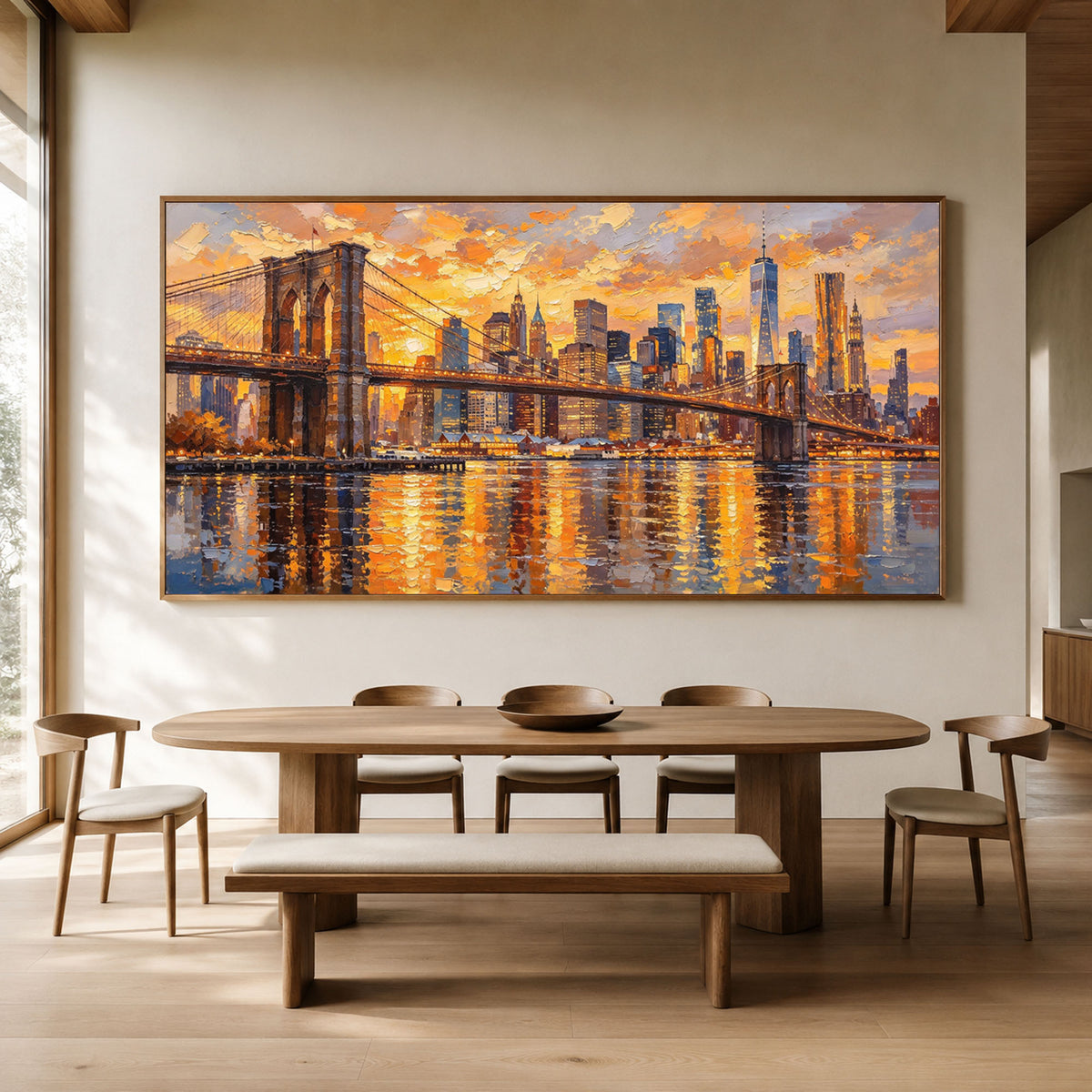 Manhattan in Molten Light - interior setting 03 - textured & impasto art painting