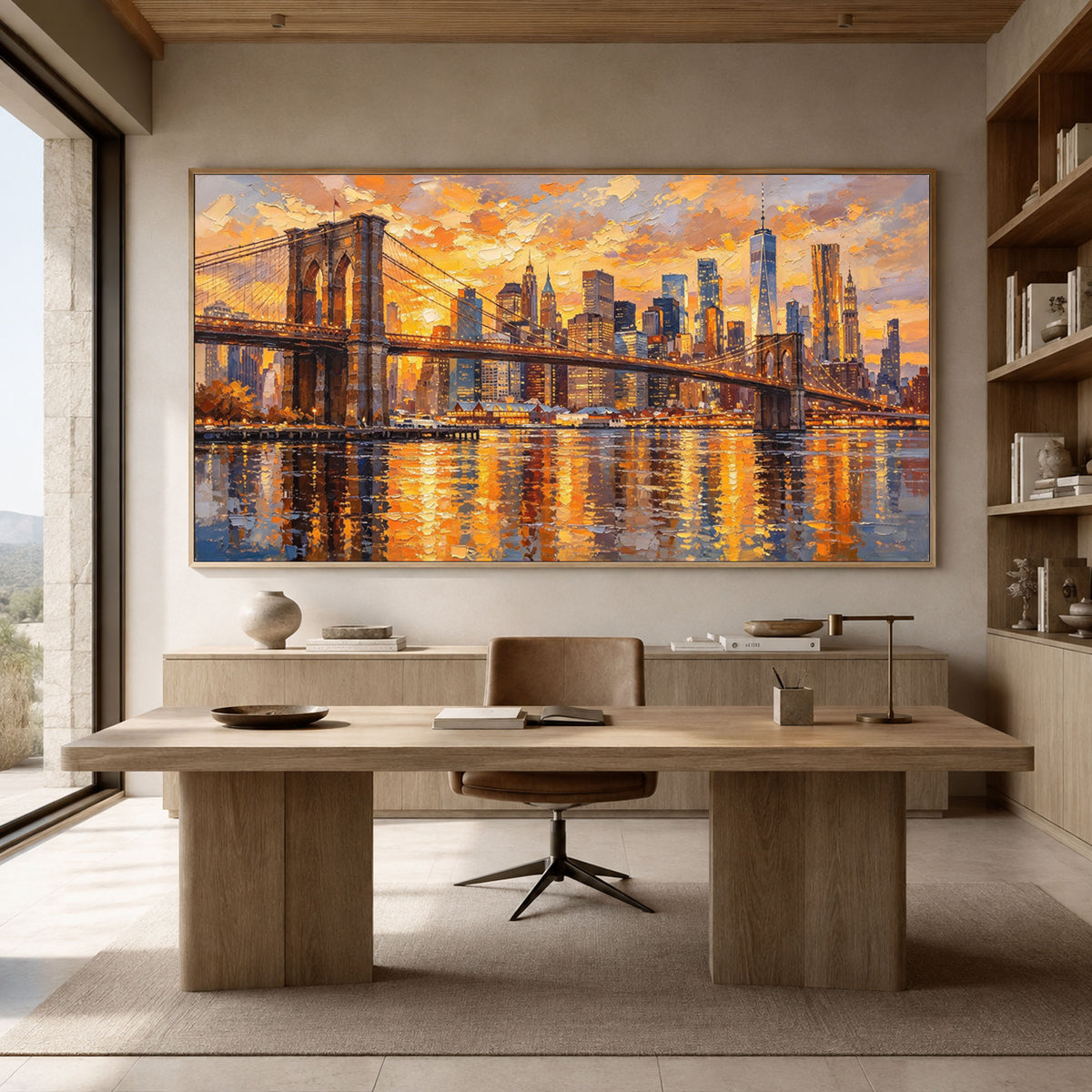 Manhattan in Molten Light - interior setting 04 - textured & impasto art painting