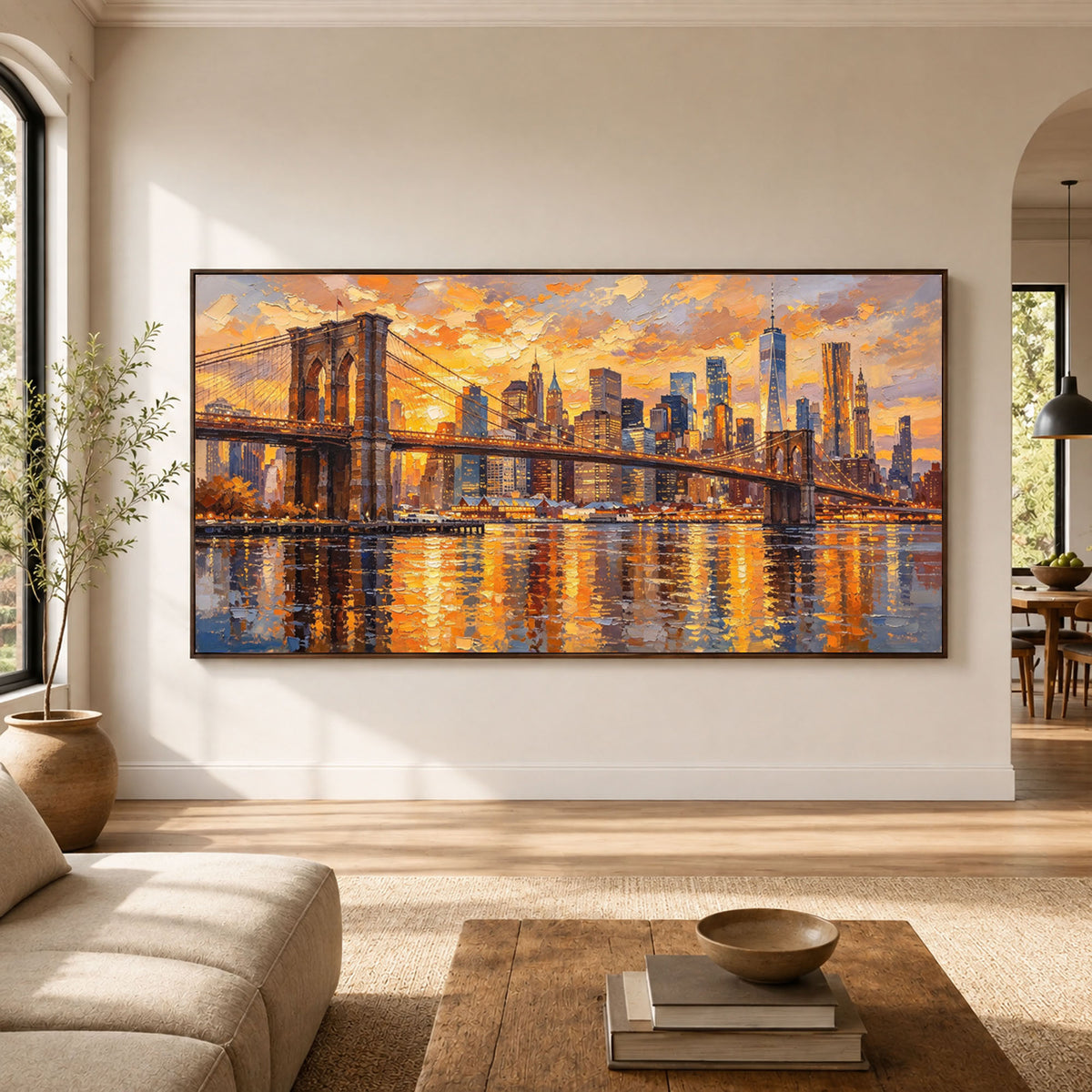 Manhattan in Molten Light - interior setting 07 - textured & impasto art painting