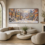 Snowfall Along Familiar Streets - front view hero - textured & impasto art painting