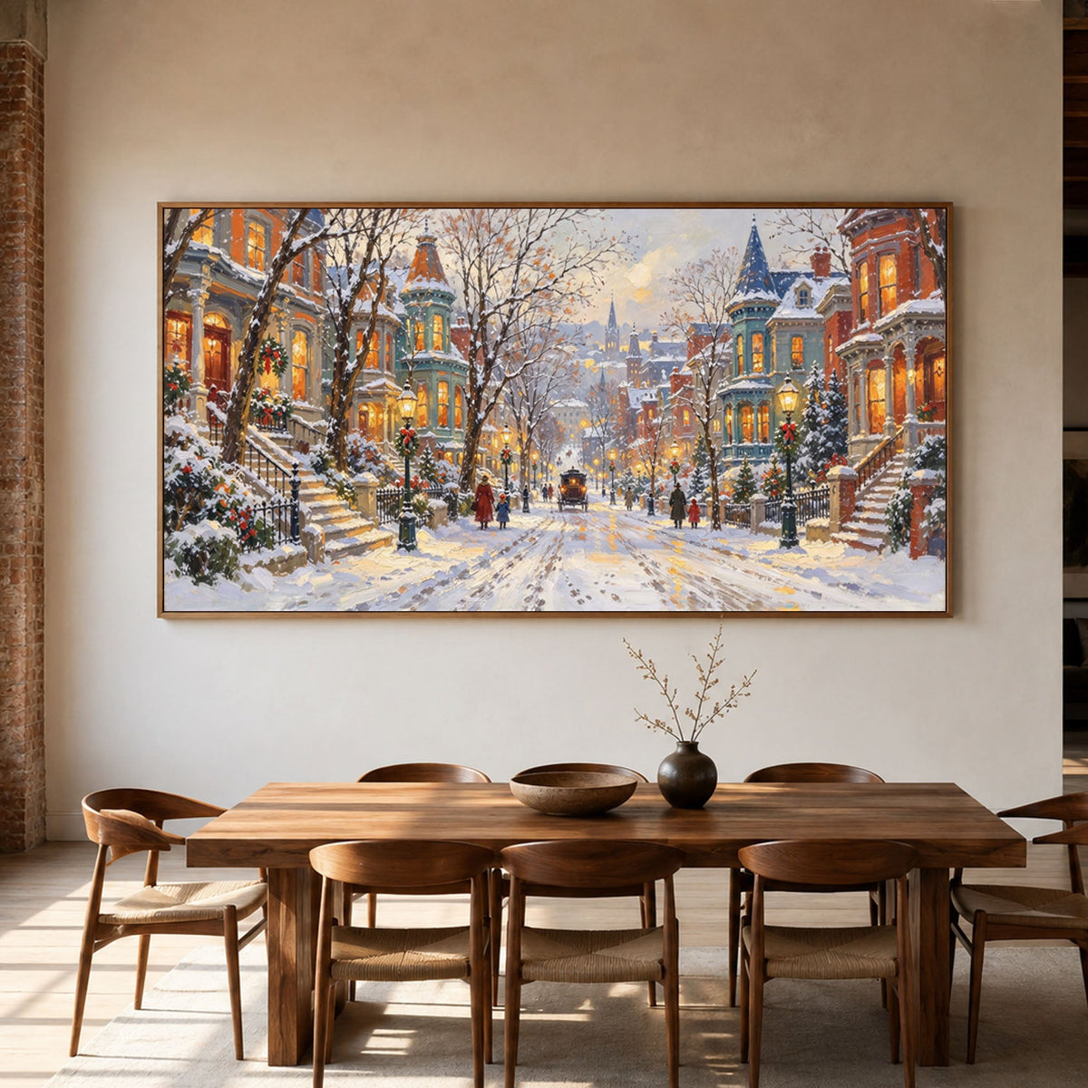 Snowfall Along Familiar Streets - interior setting 03 - textured & impasto art painting
