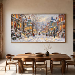 Snowfall Along Familiar Streets - interior setting 03 - textured & impasto art painting