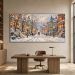 Snowfall Along Familiar Streets - interior setting 04 - textured & impasto art painting
