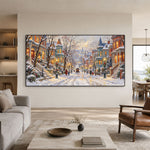 Snowfall Along Familiar Streets - interior setting 06 - textured & impasto art painting