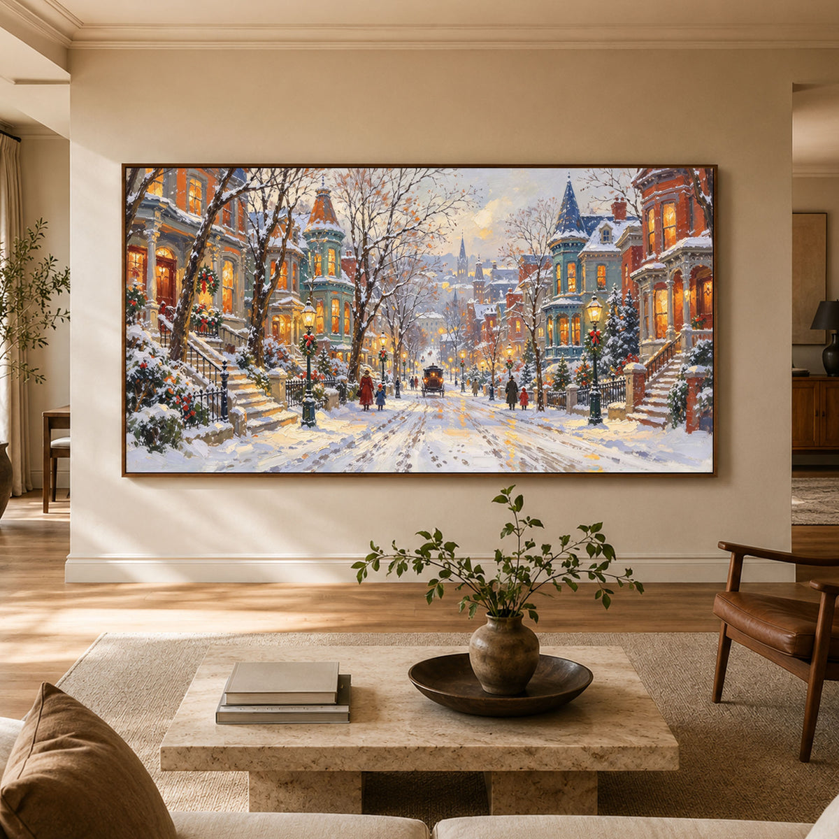 Snowfall Along Familiar Streets - interior setting 07 - textured & impasto art painting