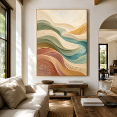 Soft Earth Currents - living room hero - textured & impasto art painting