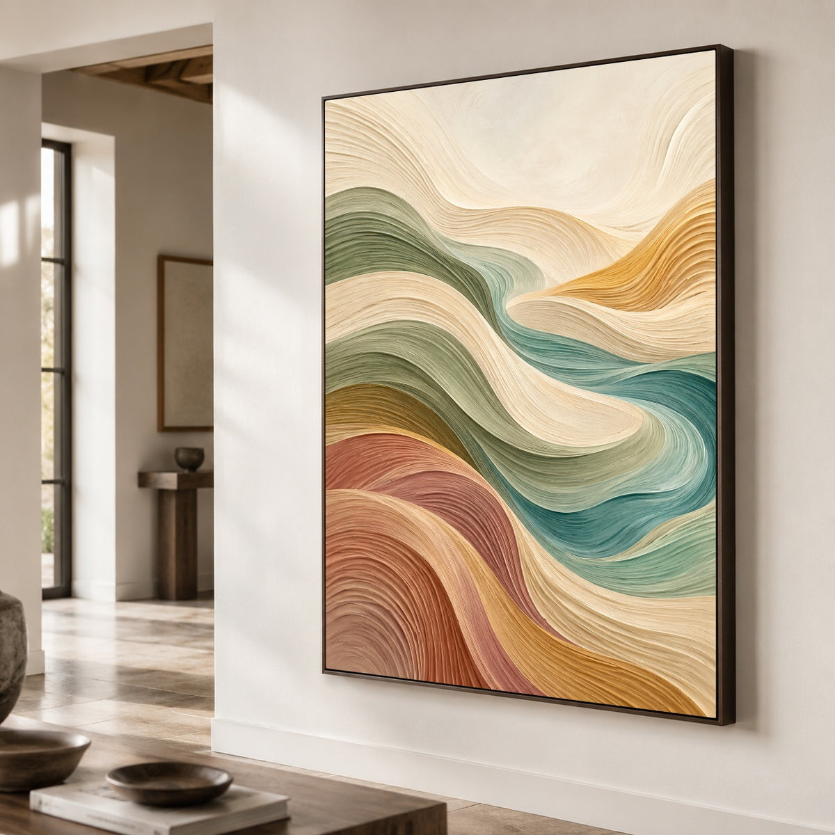 Soft Earth Currents - oblique close view - textured & impasto art painting