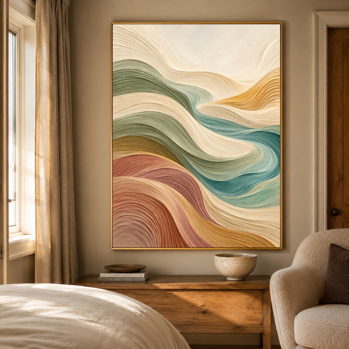 Soft Earth Currents - bedroom - textured & impasto art painting