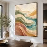 Soft Earth Currents - dining room close - textured & impasto art painting