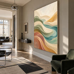 Soft Earth Currents - modern living room - textured & impasto art painting