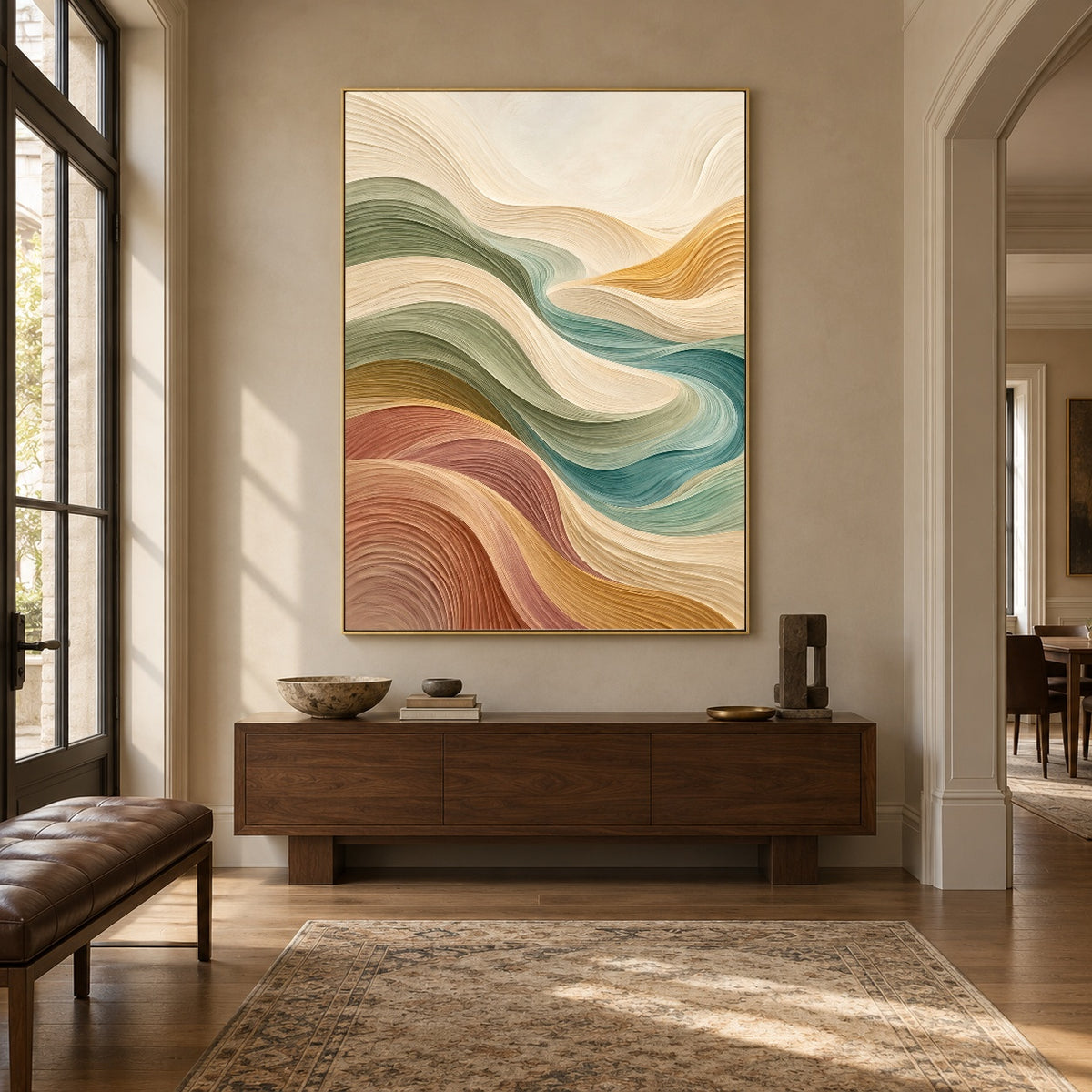 Soft Earth Currents - entryway - textured & impasto art painting