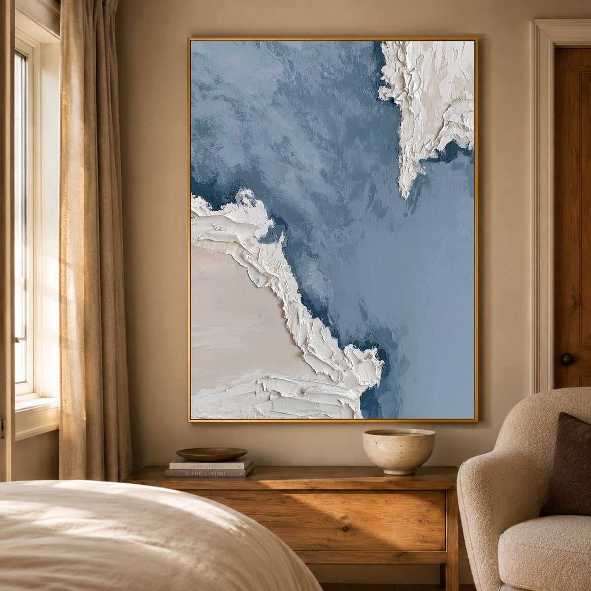 Tidal Edges - bedroom - textured & impasto art painting