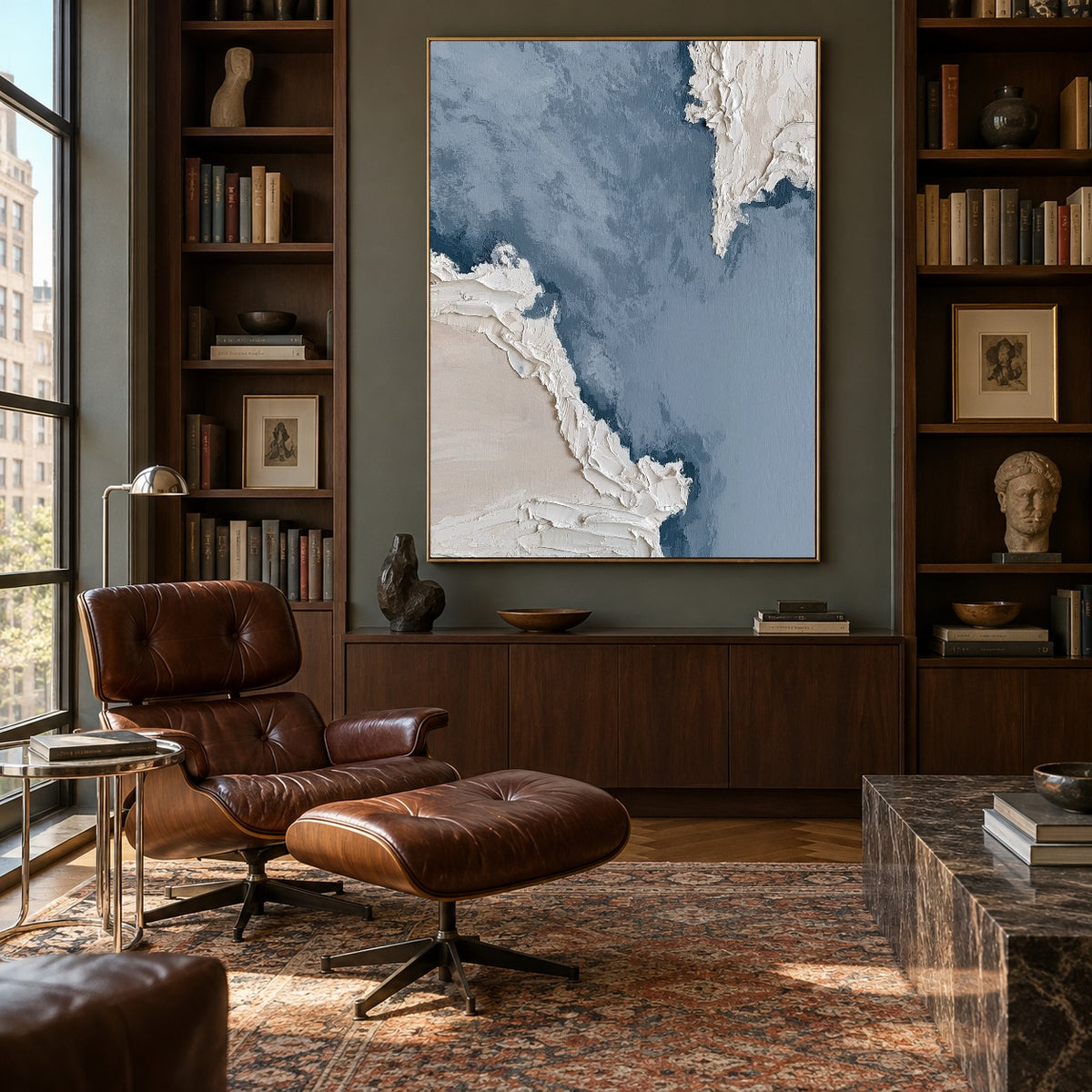 Tidal Edges - library lounge - textured & impasto art painting