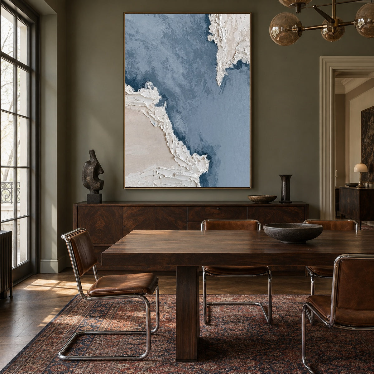Tidal Edges - wood dining room - textured & impasto art painting