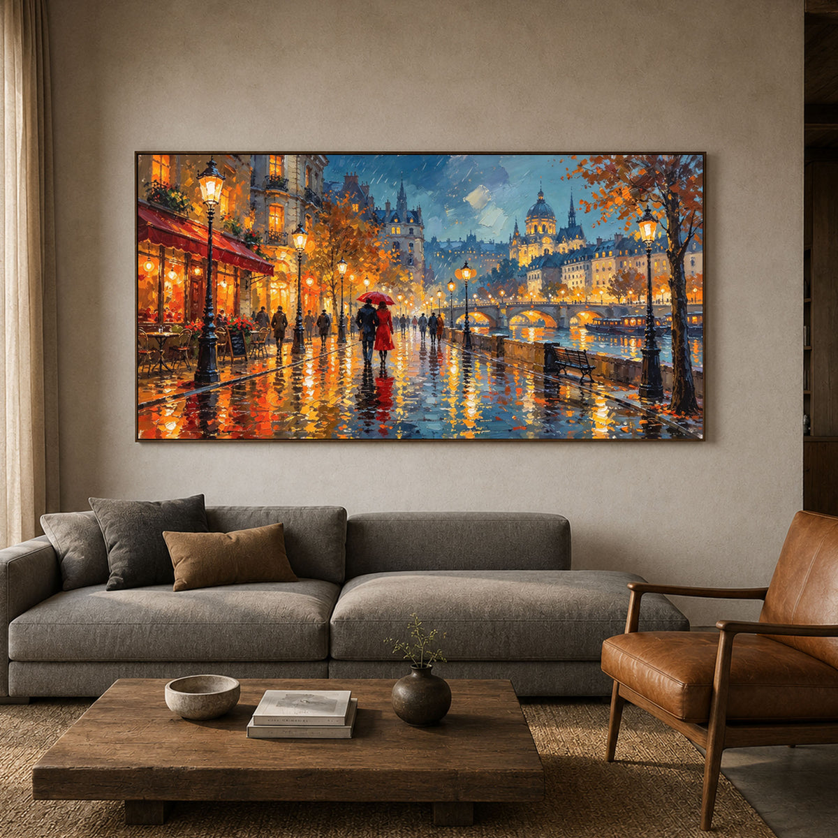 Where Rain Becomes Gold - front view hero - textured & impasto art painting