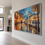 Where Rain Becomes Gold - oblique view - textured & impasto art painting